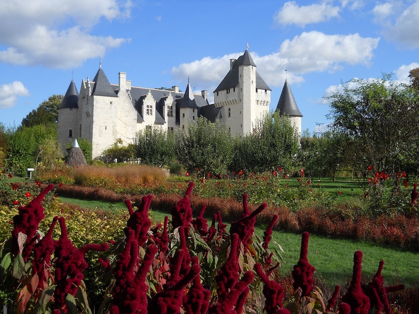chateau du Rivau fleurs rouges jardins