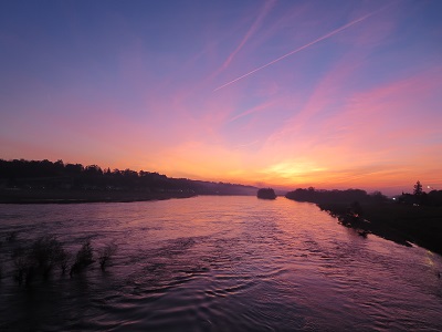 Sonnenuntergang die Loire in Chaumont-sur-Loire